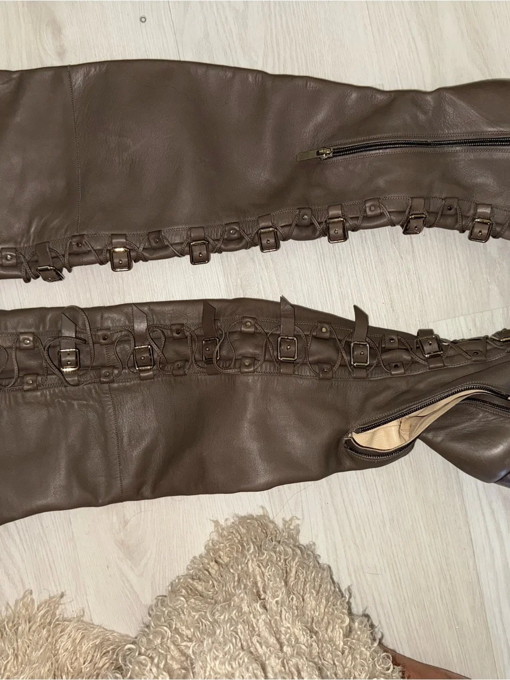 Jimmy Choo Brown Over-the-Knee Lace-Up Leather Boots